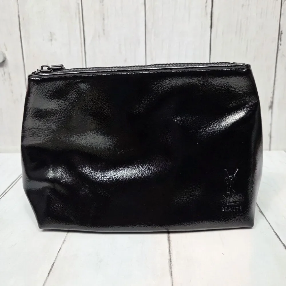 Yves Saint Laurent YSL Makeup Cosmetic Bag Black Travel Perfume Beauty Pouch